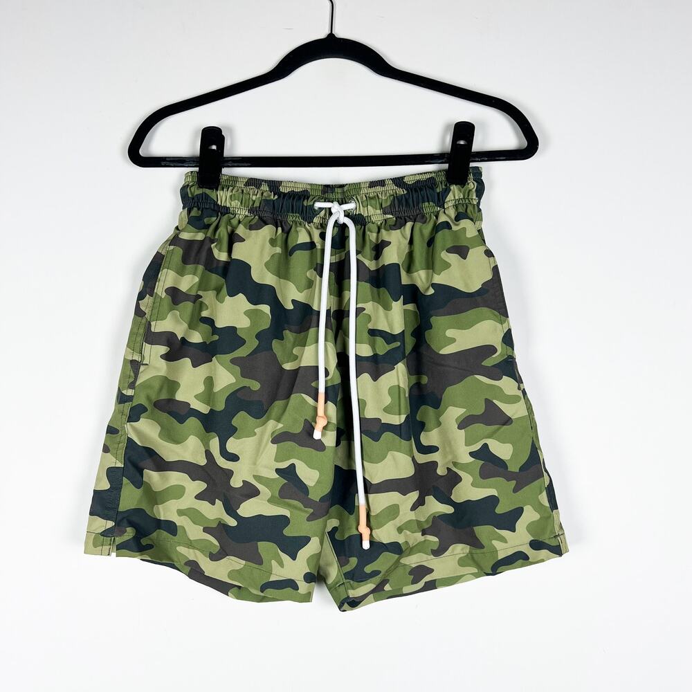 Krewe du Q mens camouflage green camo swim trunk shorts Size Small